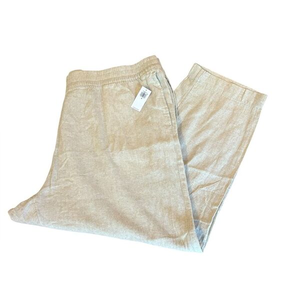 Old Navy High Waisted Linen Blend Straight Pants Womens Size 2X NWT Beige - Picture 1 of 10
